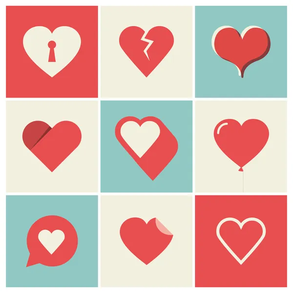 Conjunto de iconos del corazón — Vector de stock