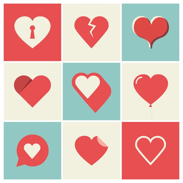 Conjunto de ícones de coração Ilustrações De Stock Royalty-Free
