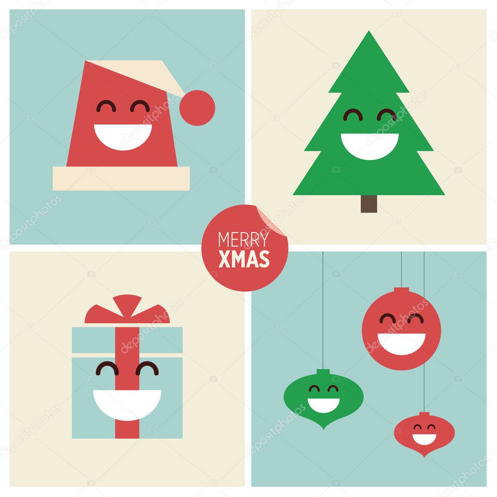 Christmas decorations. Cartoon vector illustration.