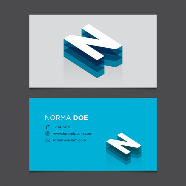 Business card with 3D alphabet letter