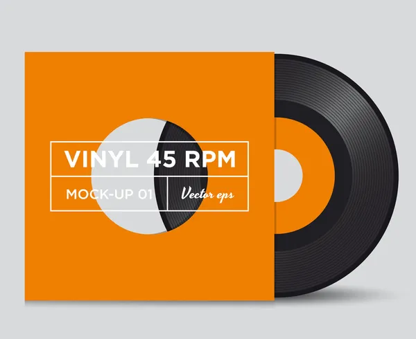 Vinyl record 45 RPM mock up — Stock Vector