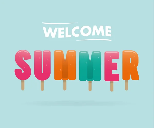 Bienvenido verano, con cartas de helado — Vector de stock