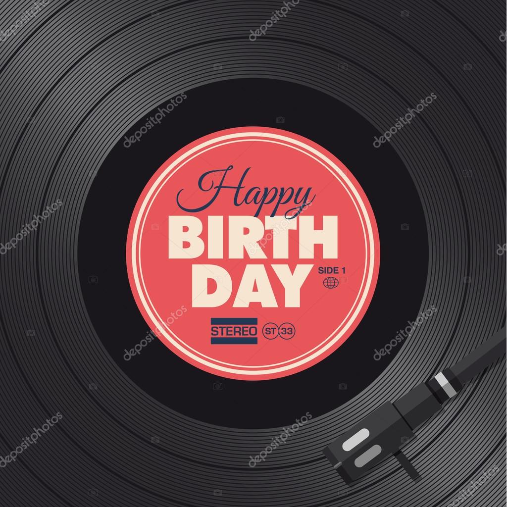 Happy birthday card. Vinyl illustration background, vector design editable.