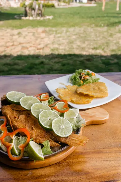 Delicious Fried Fish Ready Eat Enjoy Company — Stockfoto