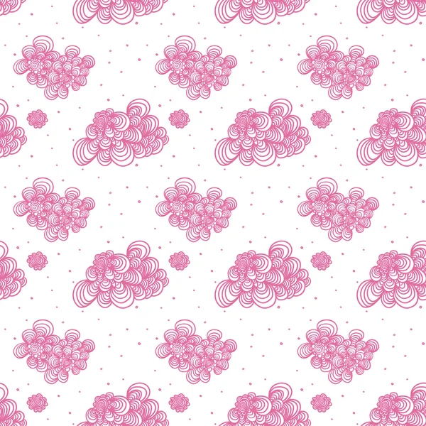 Vector illustration. Seamless pattern with pink cute clouds. — Stock Vector