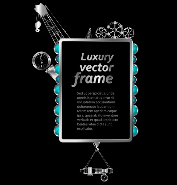 Frame with construction design elements. Metallic Vector Background. — Stock Vector