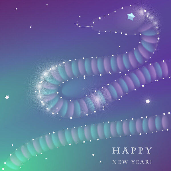 Merry Christmas postcard with snake