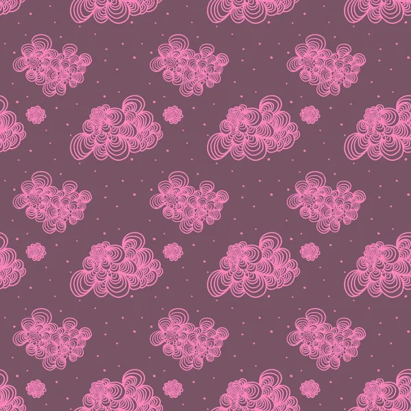 Vektor illustration. Seamless mönster med rosa söta moln. — Stock vektor
