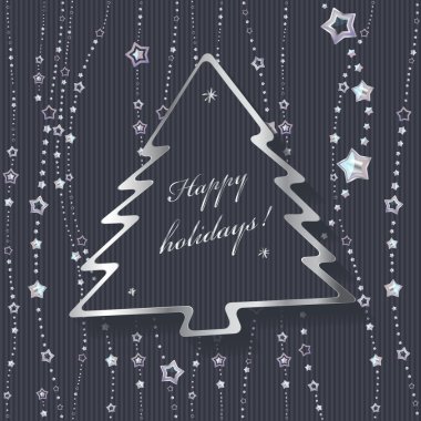 şık neşeli Noel kartı ile Noel ağacı.