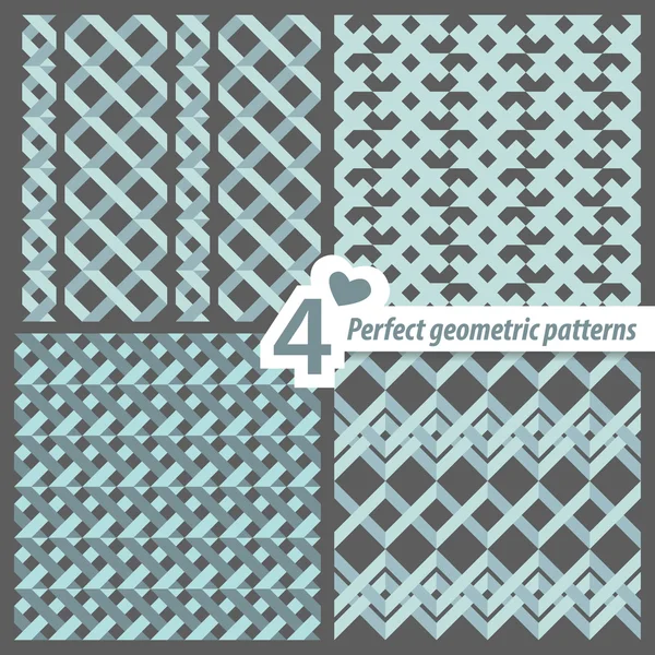 A set of 4 perfect seamless Zig zag patterns. — Stock Vector