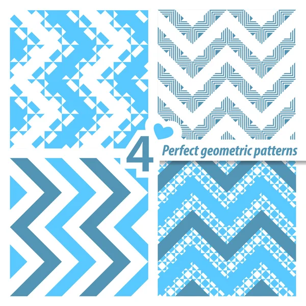 A set of 4 perfect seamless Zig zag patterns. — Stock Vector