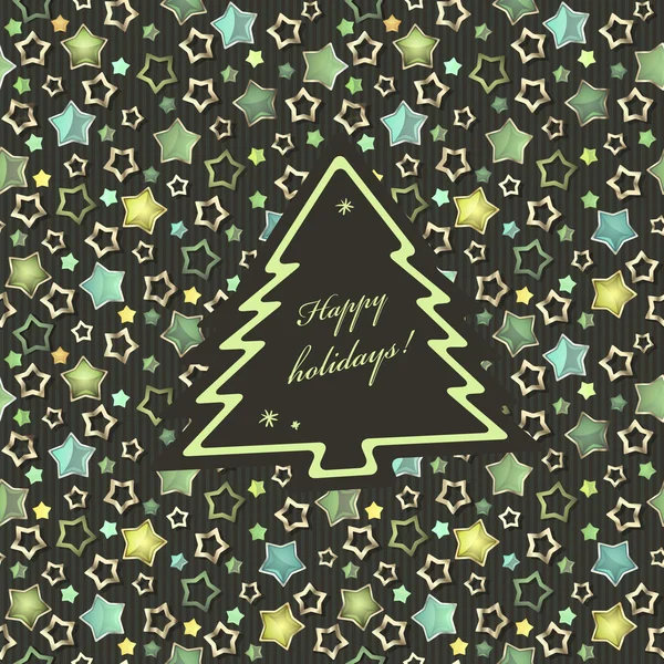 Stylish Merry Christmas Card with Christmas Tree. — Stock Vector