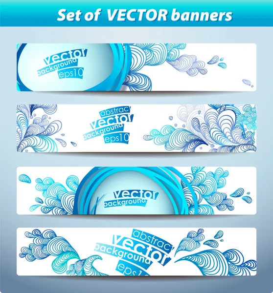 Uppsättning banners, abstrakt headers med blå blotting横幅，用蓝色的污点抽象头集. — 图库矢量图片