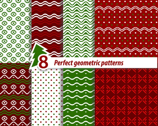 A set of seamless Zig zag and patterns with dots. — Stock Vector