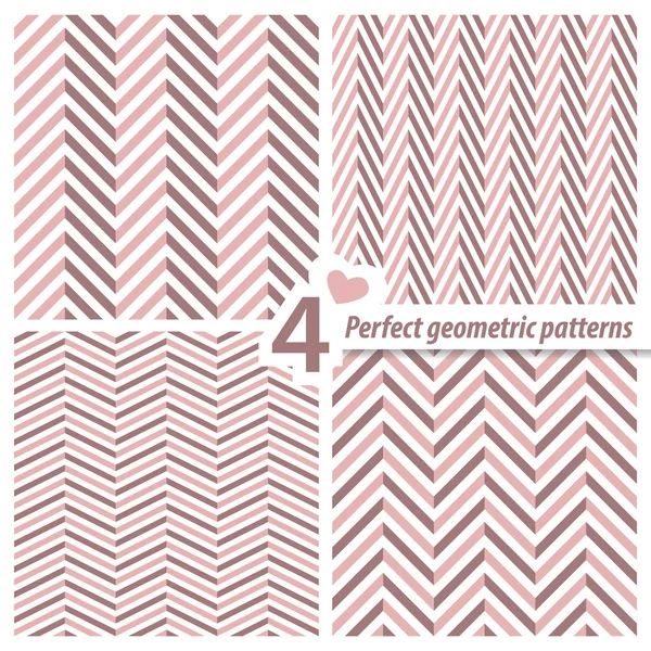 A set of 4 perfect seamless Zig zag patterns. — Stock Vector