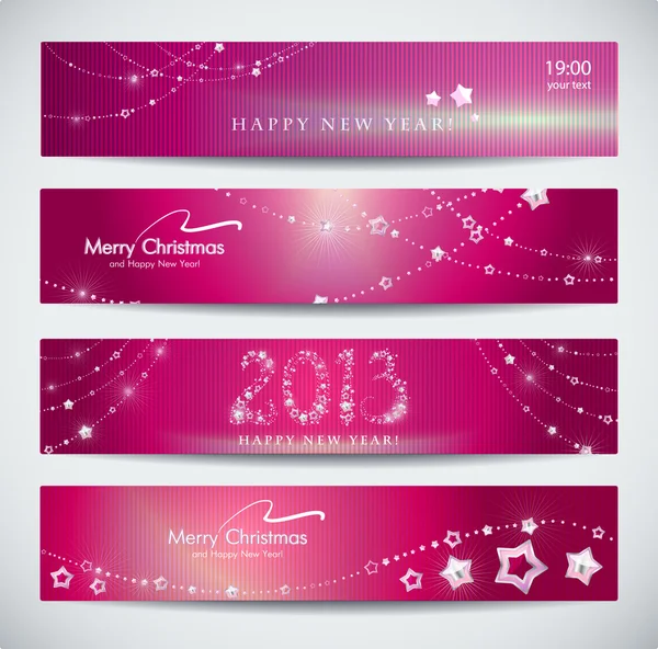 Conjunto de banners de Ano Novo rosa, cabeçalhos abstratos . — Vetor de Stock