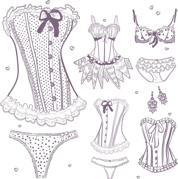 Lingerie - sous-vêtements femme pour le design de mode . — Image vectorielle