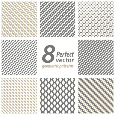 Collection of 8 seamless geometric patterns. clipart