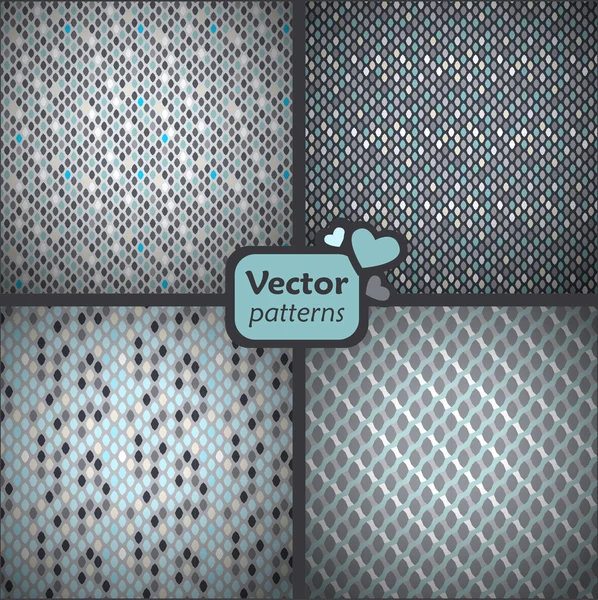 Un conjunto de 4 vector inconsútil modernos patrones de luz con diamantes. — Stok Vektör