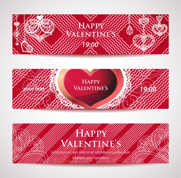 Vector banners instellen voor Valentijnskaart — Stockvector