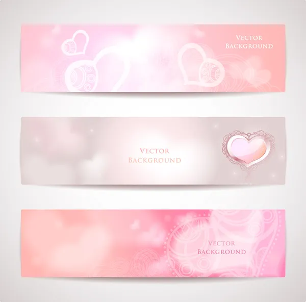 Tender encabezados vectoriales o banners con corazones . — Vector de stock