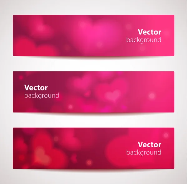 Set van stijlvolle vector headers of banners met hartjes. Stockvector