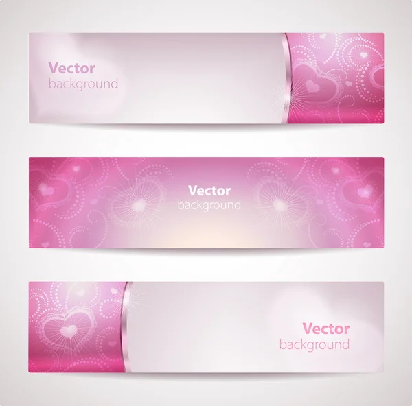 Conjunto de encabezados vectoriales o banners con corazones . Gráficos vectoriales