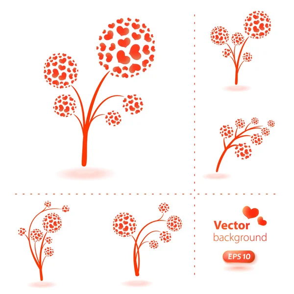 Fleurs vectorielles faites de coeurs . — Image vectorielle