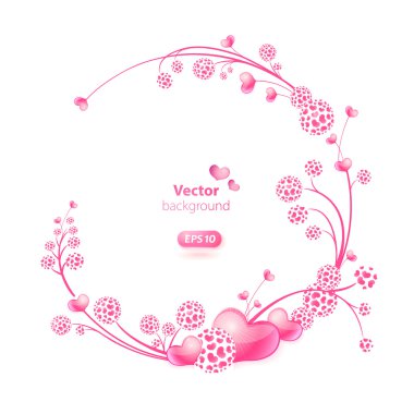 tasarlamak vektör çerçeve çiçek süsler ve kalpleri ile yuvarlak.