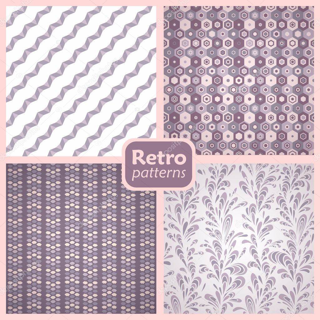 Retro set of 4 seamless vector patterns.