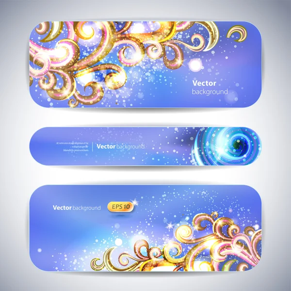 Vector set of 3 banners with decorative swirls. — Stock Vector