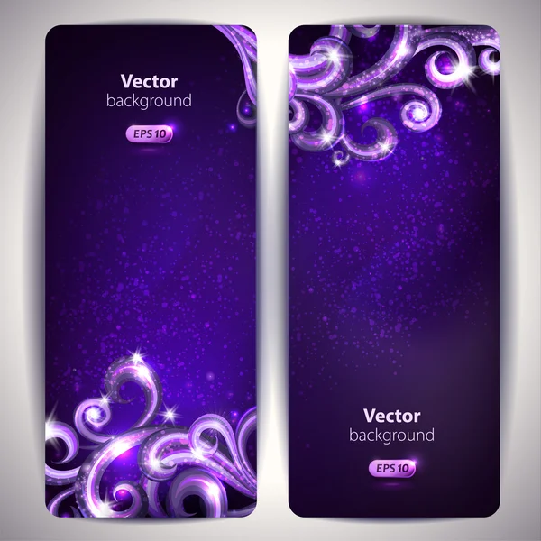 Conjunto de vetores de 3 banners com redemoinhos decorativos . — Vetor de Stock