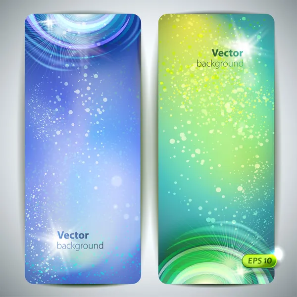 Vector set van banners met glanzende vortex en sparkles. — Stockvector