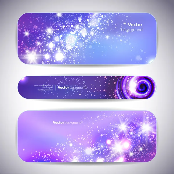 Conjunto de vetores de 3 banners coloridos com elementos decorativos . — Vetor de Stock