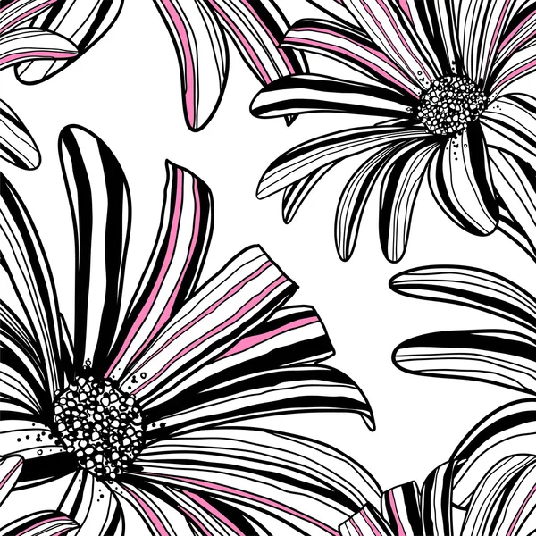 Seamless pattern with gerbera flowers. Vector background. — Stock Vector