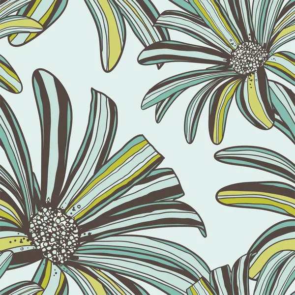 ガーベラの花とのシームレスなパターン。ベクトルの背景. — ストックベクタ