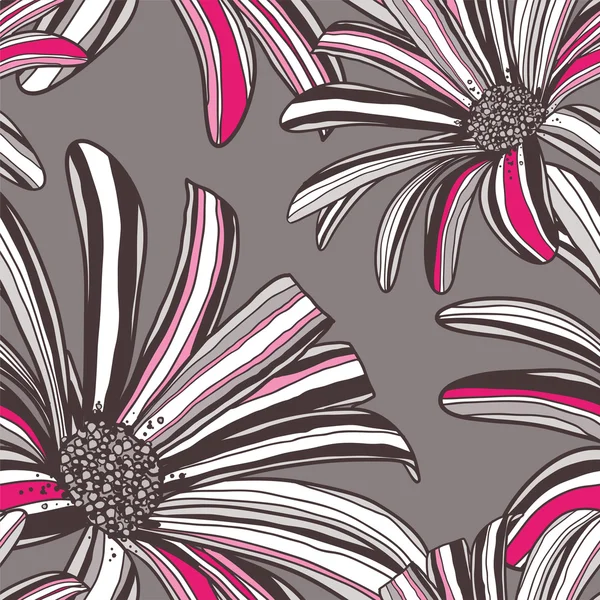 Nahtloses Muster mit Gerbera-Blüten. Vektorhintergrund. — Stockvektor