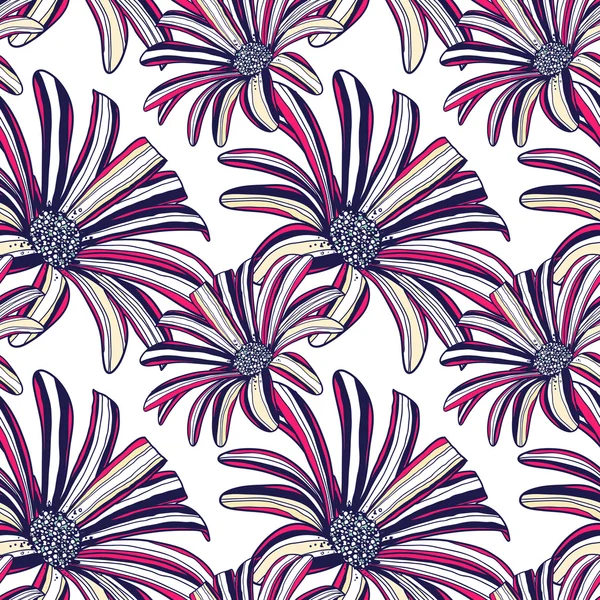 Seamless pattern with gerbera flowers. Vector background. — Stock Vector