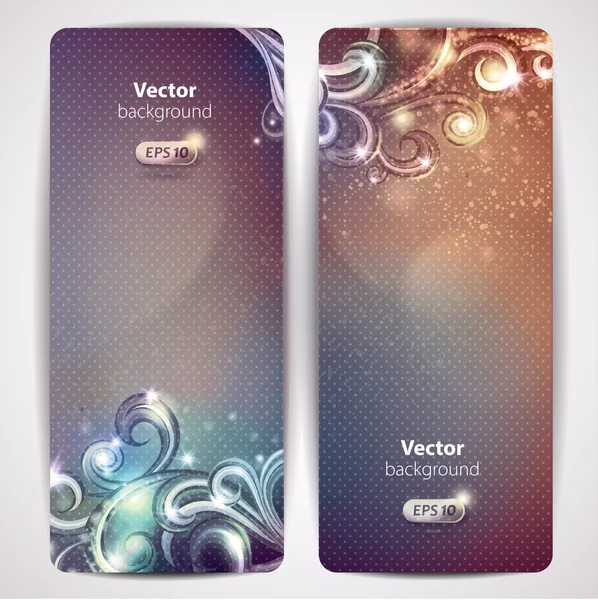 Set of abstract glamour vector banners with swirls. — Stock Vector