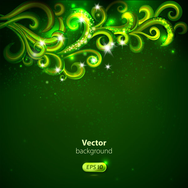 Vector card with decorative abstract sparkling swirls.