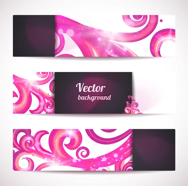 Reihe abstrakter Glamour-Vektor-Banner mit Wirbeln. — Stockvektor