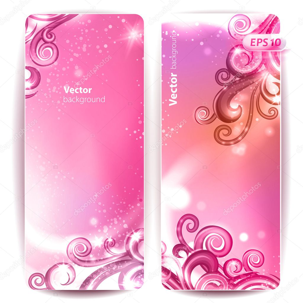 Set of abstract glamour vector banners with swirls.