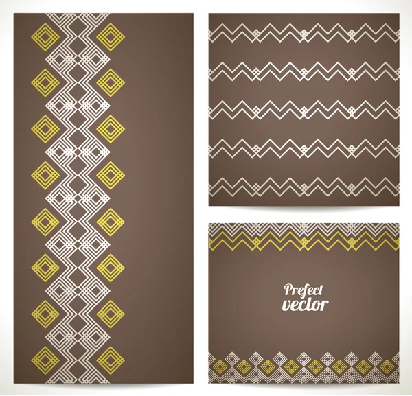 Set of seamless pattern and borders. Vector ethnic ornaments. — Stock Vector