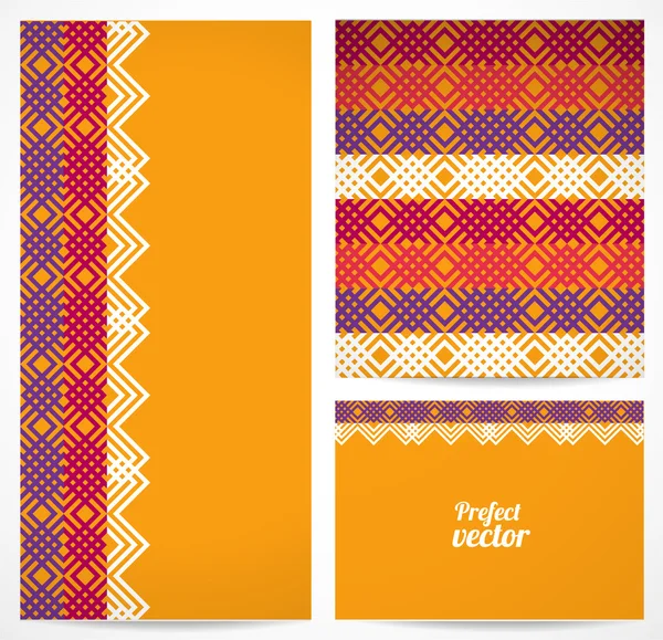 Set of seamless pattern and borders. Vector ethnic ornaments. — Stock Vector
