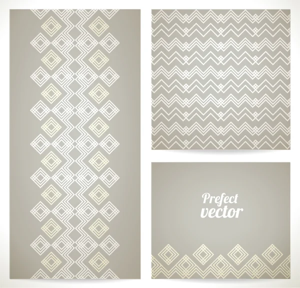 Conjunto de patrón y bordes beige sin costura. Vector ornamen étnico — Archivo Imágenes Vectoriales