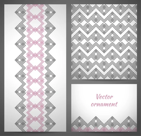 Set naadloze patroon en grenzen. vector ornamenten. — Stockvector