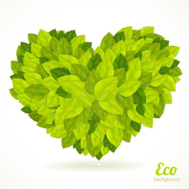 yeşil yaprakları kalp simgesi. vektör.