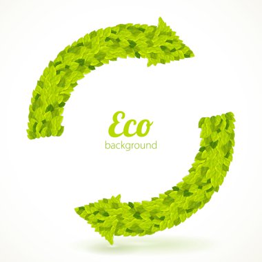 yaprak dokusu ile geri dönüşüm sembolü. Eko arka plan.