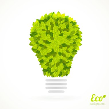 yaprak dokusu ile elektrik lambası sembolü. vektör çizim.