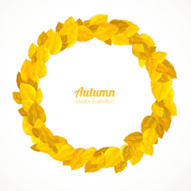 sonbahar yaprakları ile kare yuvarlak. vektör çizim.